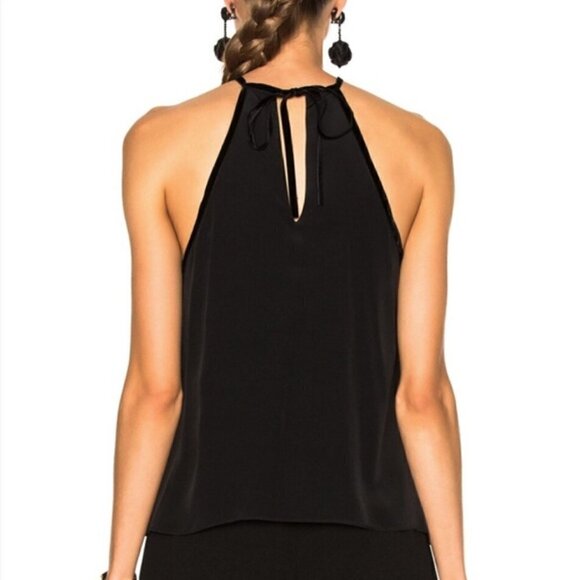 Alexis Silk Halter Neck Keyhole Swing Tank Top Popover Velvet Trim Black Size XS - Picture 11 of 11